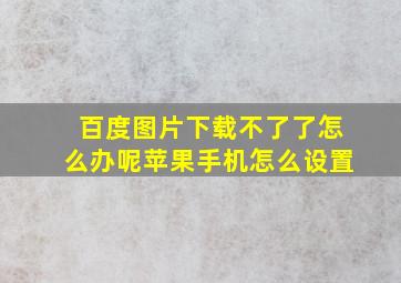 百度图片下载不了了怎么办呢苹果手机怎么设置