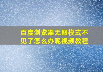 百度浏览器无图模式不见了怎么办呢视频教程