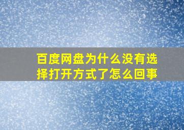 百度网盘为什么没有选择打开方式了怎么回事