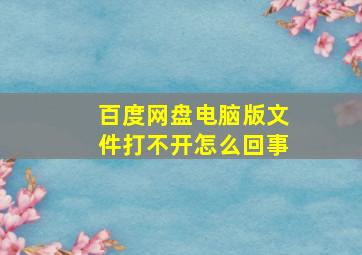 百度网盘电脑版文件打不开怎么回事