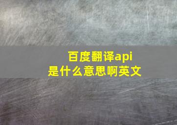 百度翻译api是什么意思啊英文