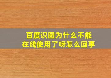 百度识图为什么不能在线使用了呀怎么回事