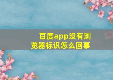 百度app没有浏览器标识怎么回事