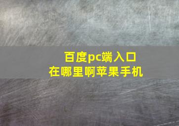 百度pc端入口在哪里啊苹果手机