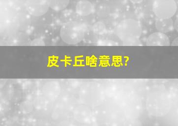 皮卡丘啥意思?