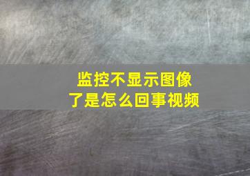 监控不显示图像了是怎么回事视频