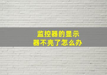 监控器的显示器不亮了怎么办