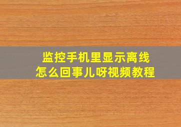 监控手机里显示离线怎么回事儿呀视频教程