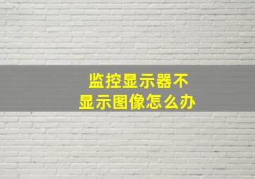 监控显示器不显示图像怎么办