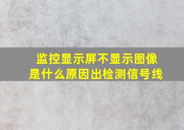 监控显示屏不显示图像是什么原因出检测信号线