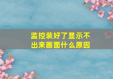 监控装好了显示不出来画面什么原因