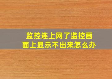 监控连上网了监控画面上显示不出来怎么办