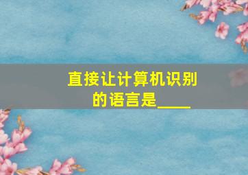 直接让计算机识别的语言是____