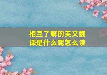 相互了解的英文翻译是什么呢怎么读