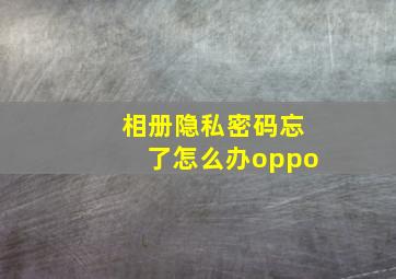 相册隐私密码忘了怎么办oppo