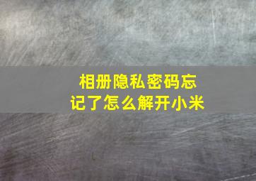 相册隐私密码忘记了怎么解开小米