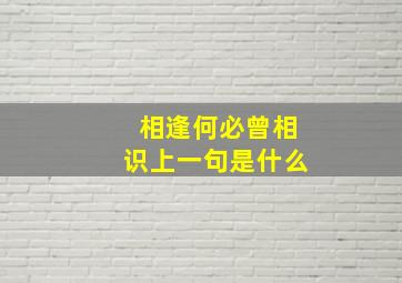 相逢何必曾相识上一句是什么