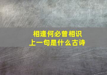 相逢何必曾相识上一句是什么古诗