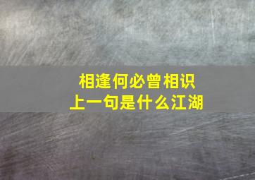 相逢何必曾相识上一句是什么江湖