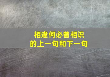 相逢何必曾相识的上一句和下一句