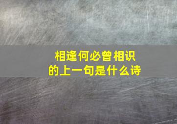 相逢何必曾相识的上一句是什么诗