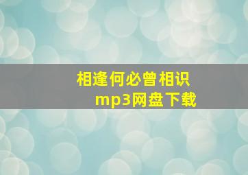 相逢何必曾相识mp3网盘下载