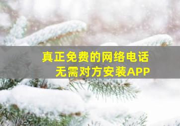 真正免费的网络电话无需对方安装APP