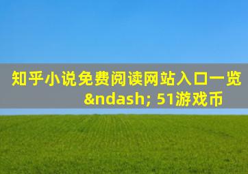 知乎小说免费阅读网站入口一览 – 51游戏币