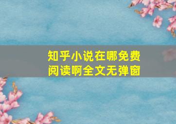 知乎小说在哪免费阅读啊全文无弹窗