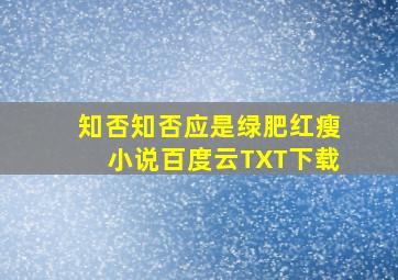 知否知否应是绿肥红瘦小说百度云TXT下载