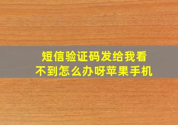 短信验证码发给我看不到怎么办呀苹果手机