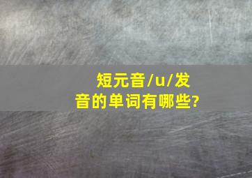 短元音/u/发音的单词有哪些?