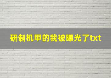 研制机甲的我被曝光了txt