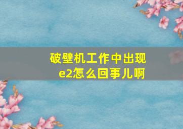 破壁机工作中出现e2怎么回事儿啊