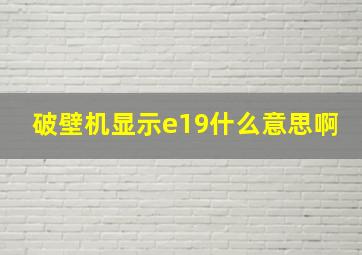 破壁机显示e19什么意思啊