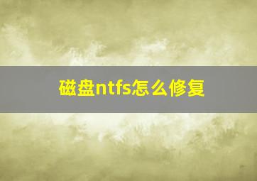 磁盘ntfs怎么修复