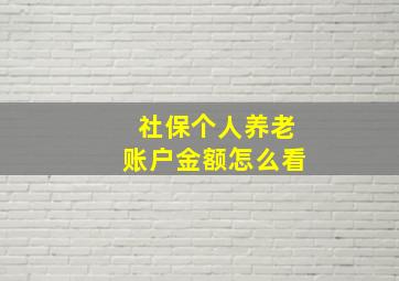 社保个人养老账户金额怎么看