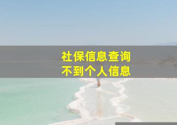 社保信息查询不到个人信息