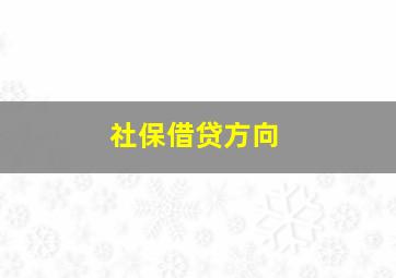 社保借贷方向