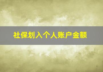 社保划入个人账户金额