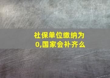 社保单位缴纳为0,国家会补齐么