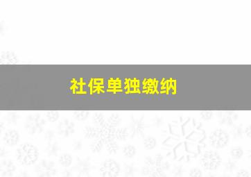 社保单独缴纳