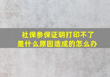 社保参保证明打印不了是什么原因造成的怎么办