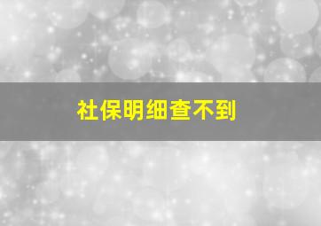 社保明细查不到