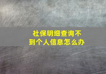 社保明细查询不到个人信息怎么办