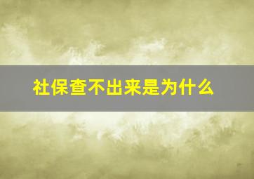 社保查不出来是为什么