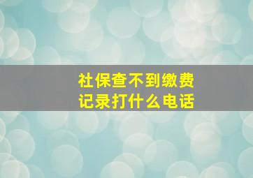 社保查不到缴费记录打什么电话