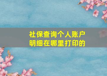 社保查询个人账户明细在哪里打印的