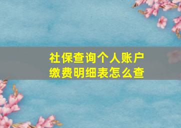 社保查询个人账户缴费明细表怎么查