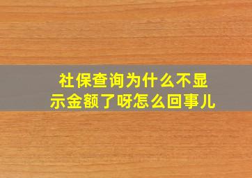 社保查询为什么不显示金额了呀怎么回事儿